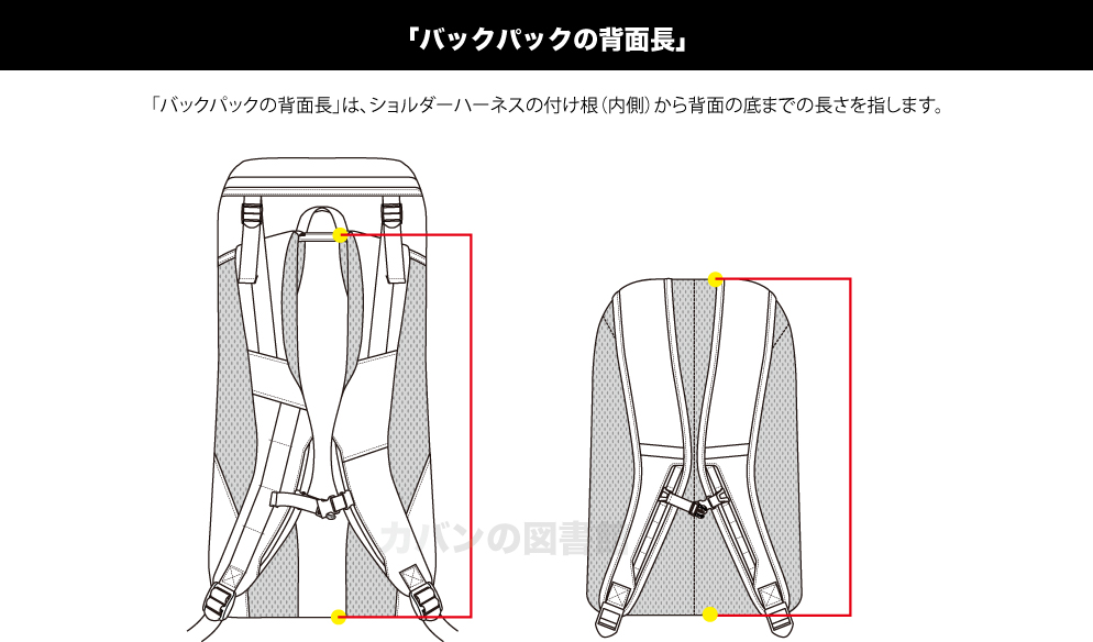 バックパックの背面長